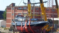 The launch of the 30m motor yacht Vervece by Palumbo Shipyard